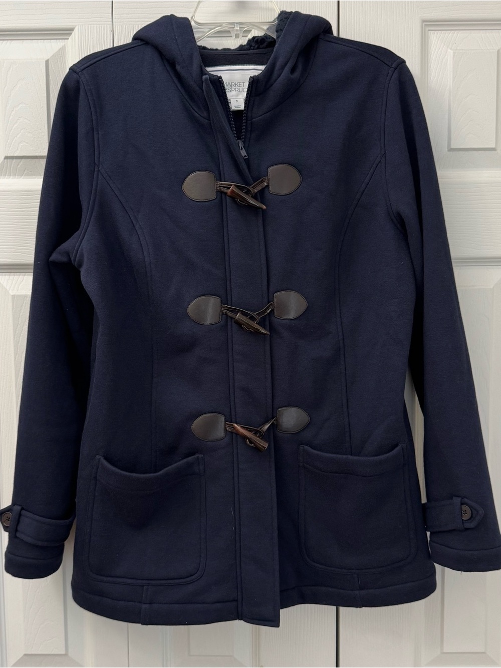 Market & Spruce Navy Hooded Toggle Pea Coat Stitch Fix XL